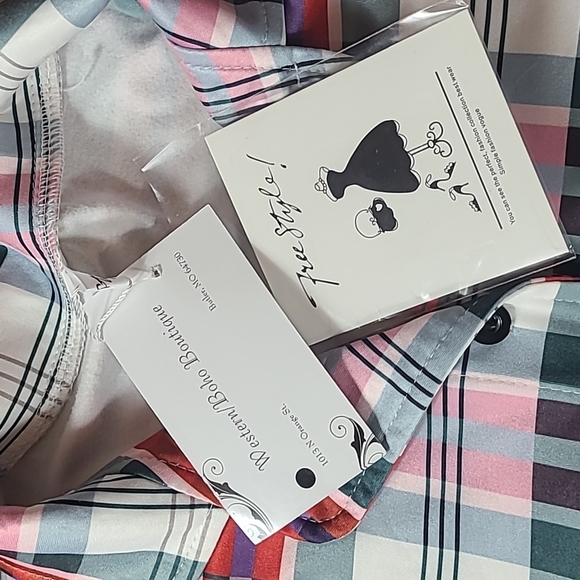 Free Style Western Boho Plaid Shirt NWT - Picture 8 of 13